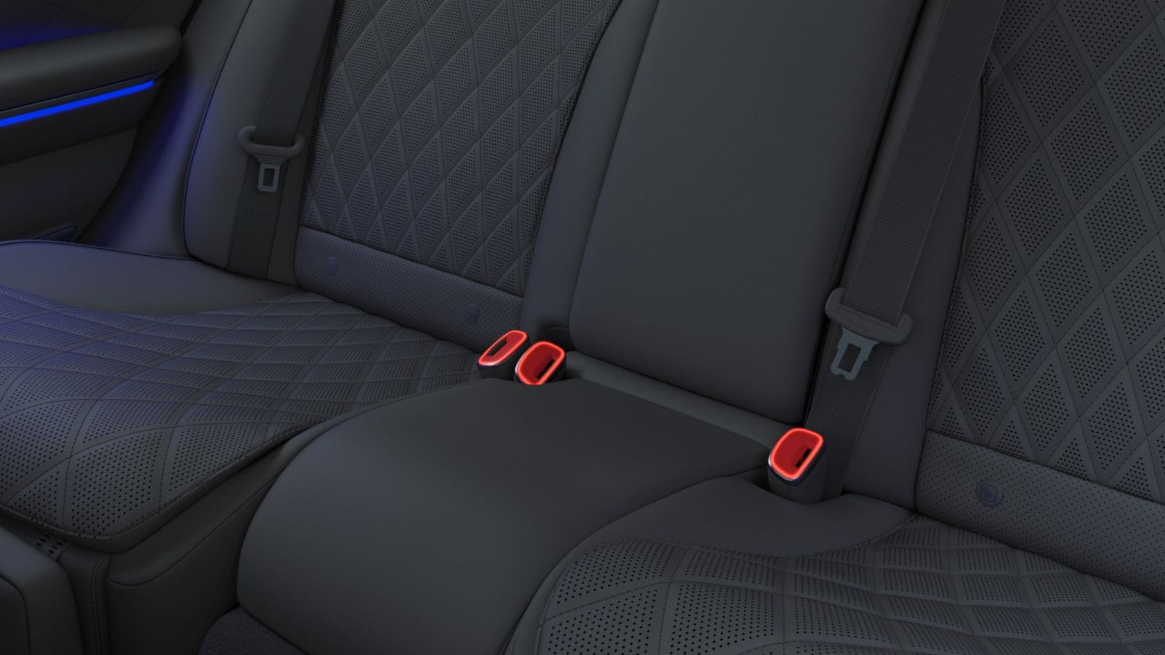 На иллюстрации изображены дизайнерские замки ремней безопасности седана S-Класса Mercedes-Benz.